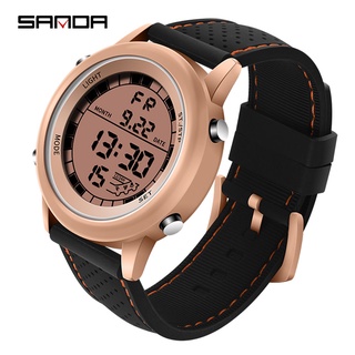 SANDA Stainless Steel Case Digital Mens Watches Top Brand Luxury Military Sport Watches Waterproof Clock Male Relogio Ma