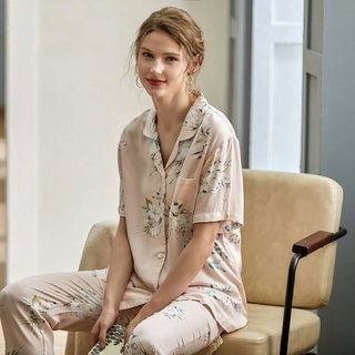 RIKA  Sleepwear FN1A05  AA3053 Top+Pants  ชุดนอนปาจามา Silk Satin ( เสื้อ+กางเกงขายาว) Brand New  High quality