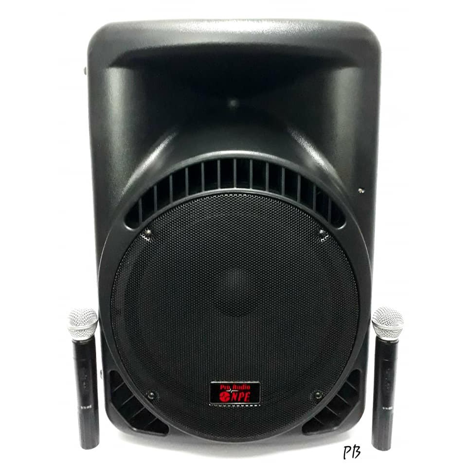 ตู้ลำโพงมีแอมป์ NPE รุ่น : MK - 15 BAT BLUETOOTH USB FM RECORD MK15 BAT พร้อมไมค์ลอย 2 ตัว มีแบตในตั