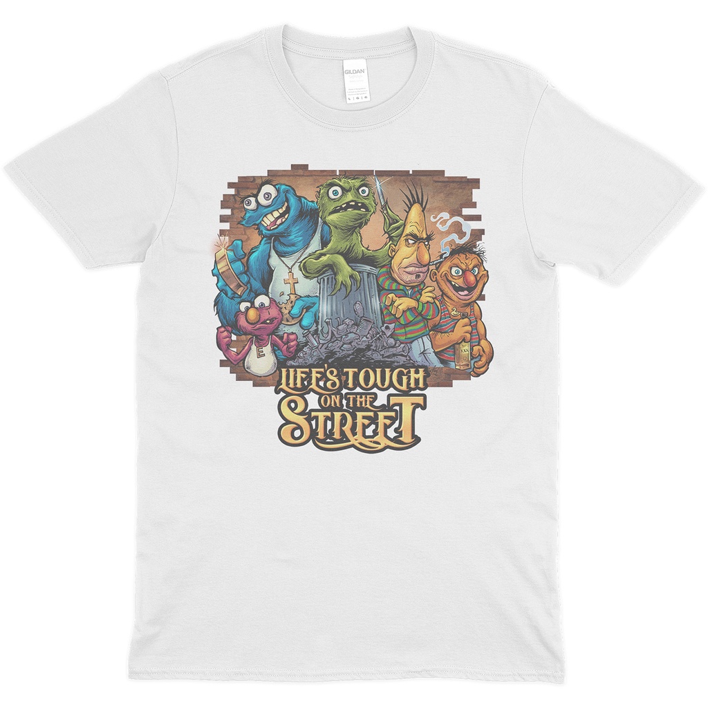 ภาพยนตร์คุณภาพสูงเสื้อที่กําหนดเองพิมพ์Streetwear Sesame Street Life Tough Styled Tshirt Design