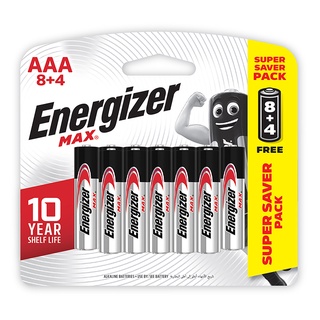 Energizer ถ่านอัลคาไลน์แม๊กซ์ แพ็ค 8+4   E92-  BP8+4