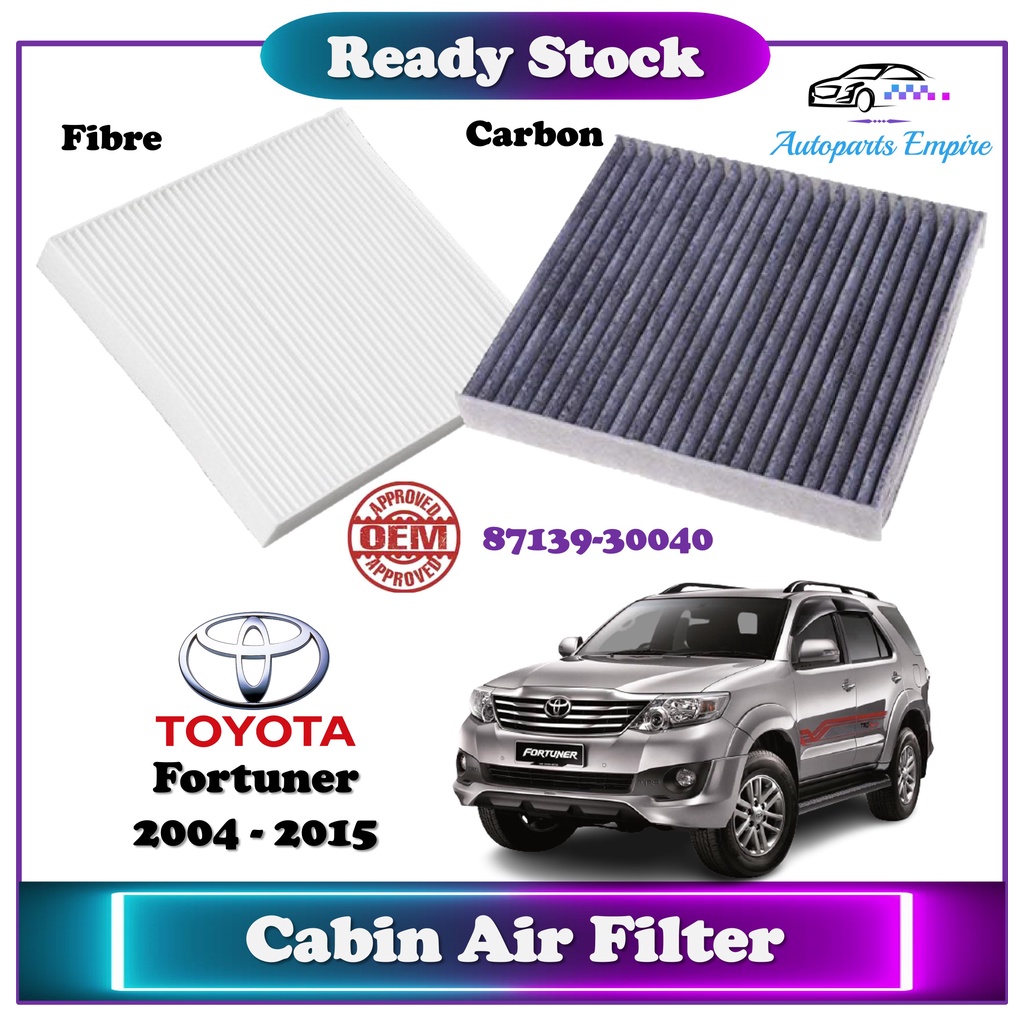 Toyota Fortuner  Carbon / Fibre Cabin กรองอากาศ ( 2004 - 2105 / OEM 87139-30040 )