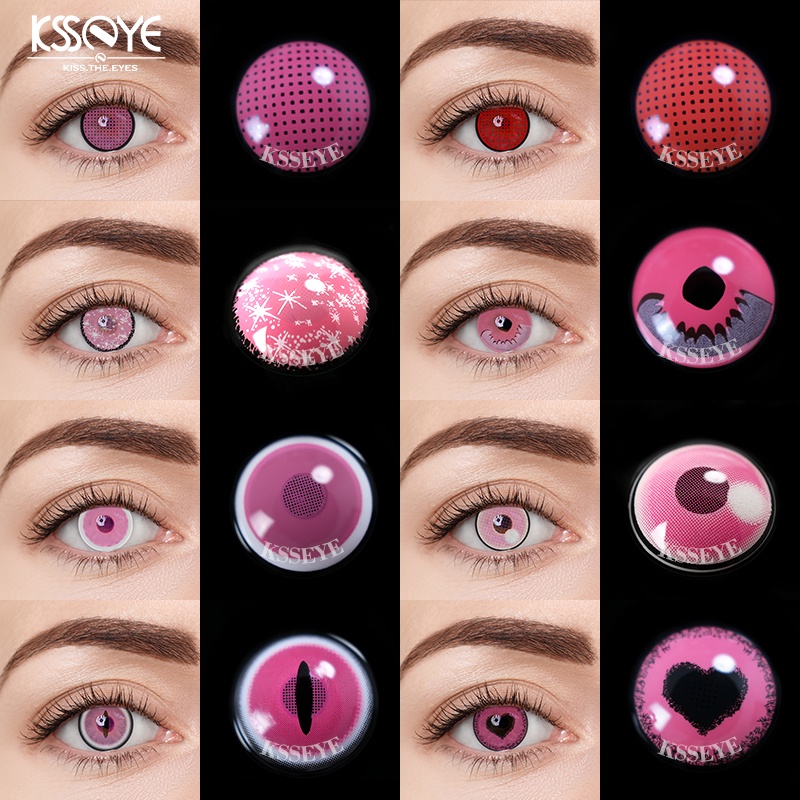 KSSEYE คอนแทคเลนส์ 2 คอสเพลย์สีชมพู Series สีคอนแทคเลนส์ Nezuko Tanjiro Pink Eyeballs ฮาโลวีนอะนิเมะ