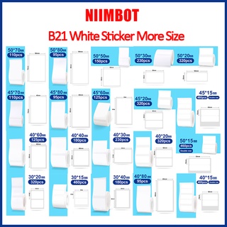 NIIMBOT B21/B203 ความร้อนสีขาว สติ๊กเกอร์ ขยายกระดาษ ทนน้ำมัน ฉลาก บาร์คอร์ด สติ๊กเกอร์ สำหรับบิลจัดส่ง/พาณิชย์