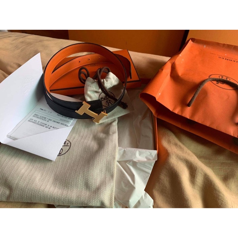 เข็มขัด Hermes สีดำ อะไหล่ทอง