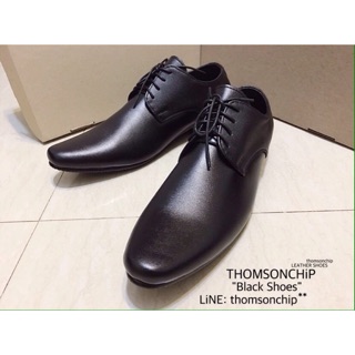 Leather Black Shoes รองเท้าหนังหัวแหลม สีดำ