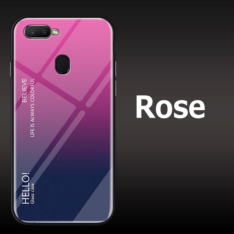 OPPO A7 Hard Case Gradient Glass เคสโทรศัพท์มือถือแบบบางพิเศษ ...