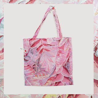 Pink Paradise Tote Bag กระเป๋าผ้าสะพายข้าง พับได้พกพาง่าย
