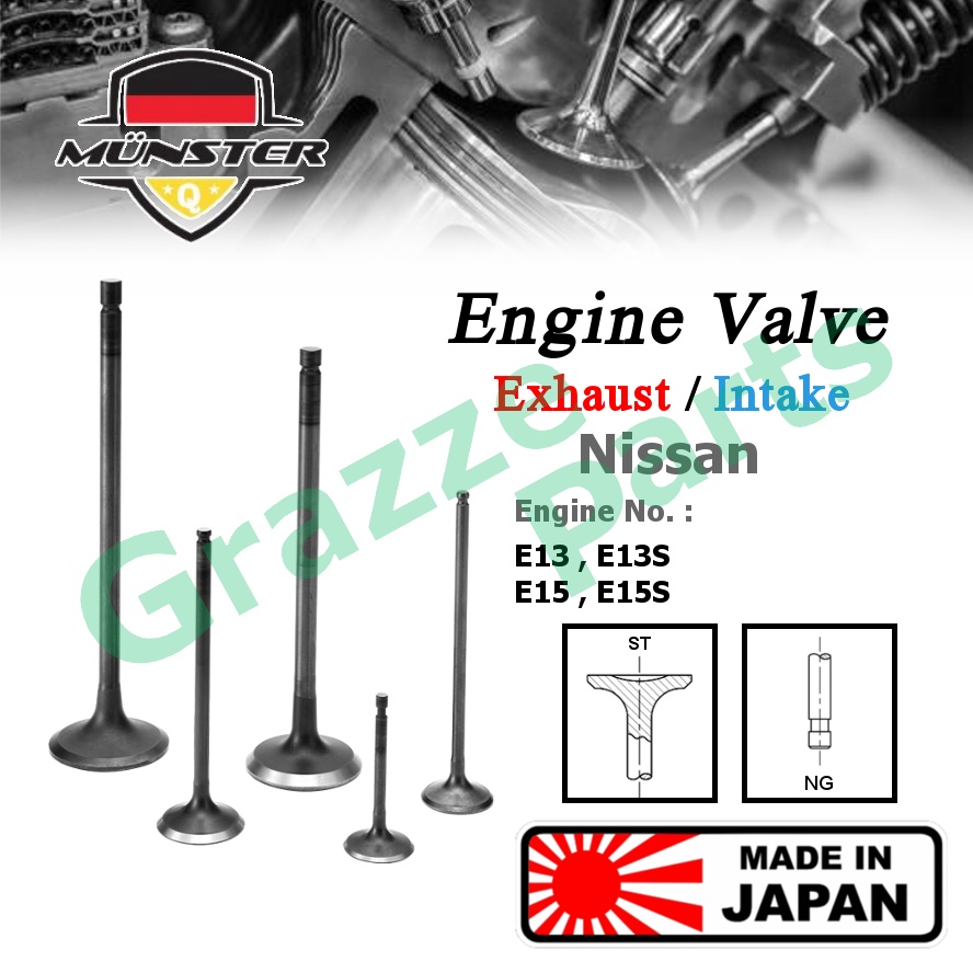 (1 ชิ้น/4 ชิ้น) Münster วาล์วเครื่องยนต์ EX (30.0 มม.) / IN (37.0 มม.) สําหรับ Nissan Sunny B11 130Y