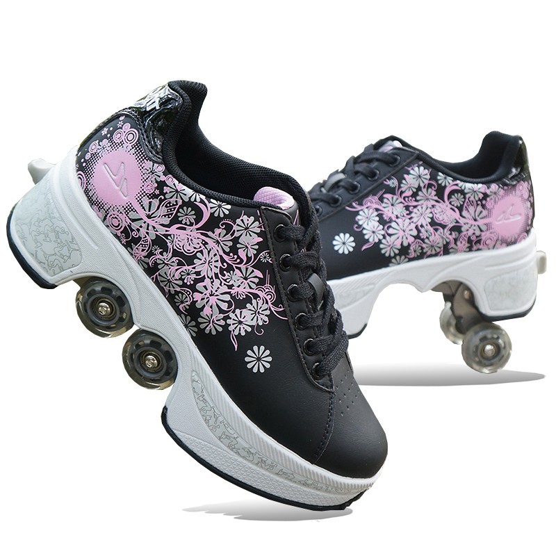 ✳☏✥❉☸New Deformation Shoes Double-wheel Heelys Boys Double-Roller Skates Adult Roller Female Four-Ro