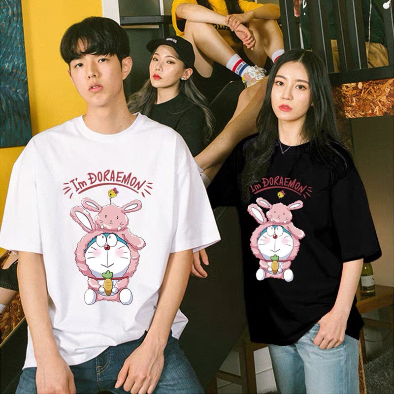 midsummer 2021New!! เสื้อยืดแฟชั่นผู้หญิง สไตล์เกาหลี สกรีนลายโดเรม่อนสุดน่ารัก คอกลมแขนสั้น เนื้อผ้าดีใส่สบาย #587