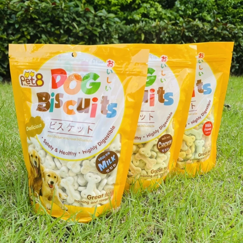 Pet8 บิสกิตสุนัข ขนมปังกรอบ มีแคลเซียม สร้างความแข็งแรง High Protein&Low calories