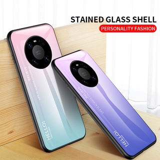 เคสกระจกนิรภัย แบบบางเฉียบ ไล่โทนสี สำหรับ Huawei Mate 40 pro Nova 7 se Nova 7 pro 5G Y5P Y6P P smart 2020 Mate 40 pro+ Gradient Ultra-Thin Tempered Glass Cover Phone Case