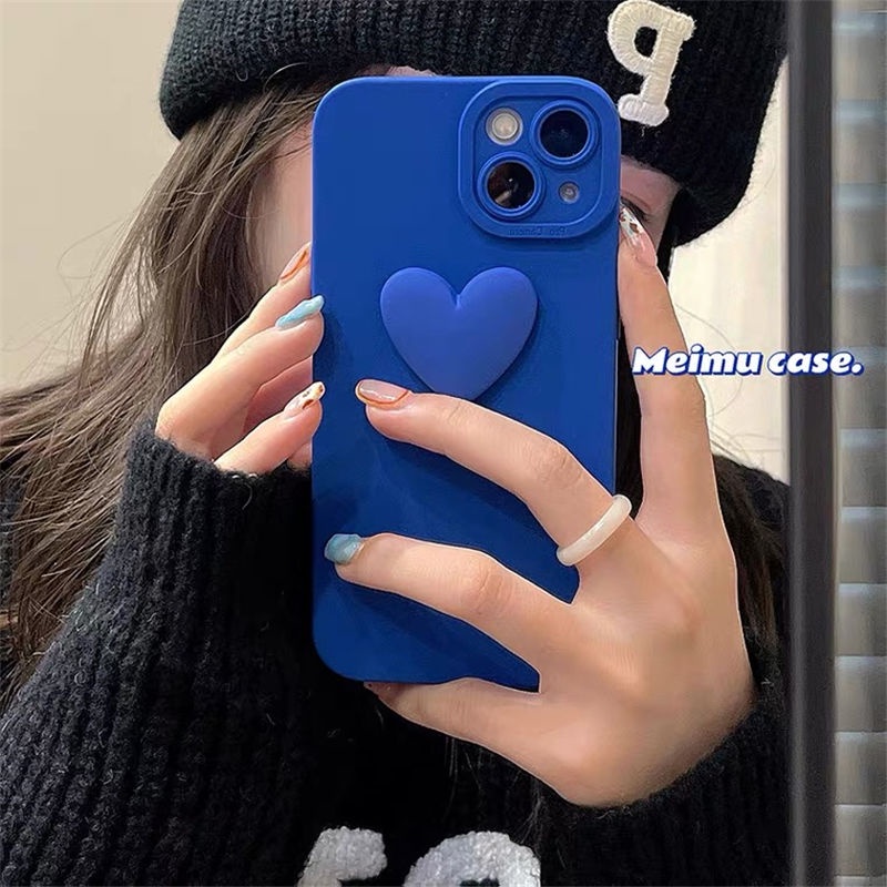 Klein blue Apple 12pro mobile phone case iPhone11 13 mini protective cover three-dimensional love xr/xs/7/8plus/6