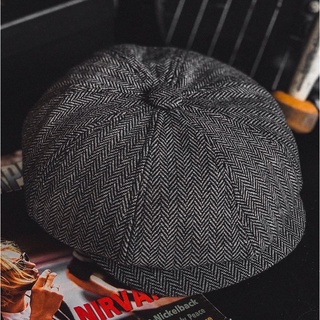 Newsboy Herringbone Snap Hat 58 Cm. สีเทาอ่อน