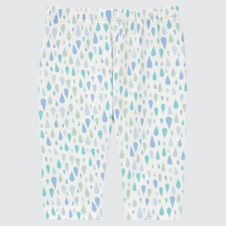 Uniqlo ชุดเด็ก กางเกงเลกกิ้ง ขา 4 ส่วน ลายหยดฝน Cropped Leggings (Rain Drop)