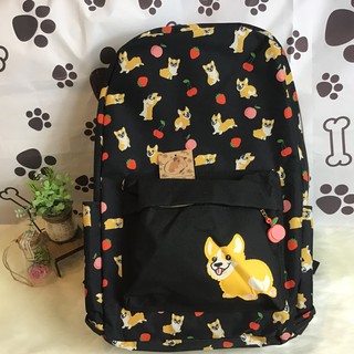 กระเป๋าเป้ลายหมาเพมโบรก เวลช์ คอร์กี้ นำเข้าจากอเมริกา Pembroke Corgi Welsh  Peaches backpack with adjustable strap USA