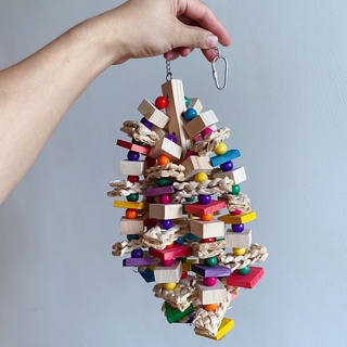 E-43 ของเล่นนกแก้ว ขนาดใหญ่ ทำจากไม้และแกลบข้าวโพด สำหรับแทะ…