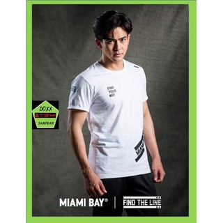 Miami bay เสื้อคอกลม ชาย  รุ่น Find the lineสีขาว