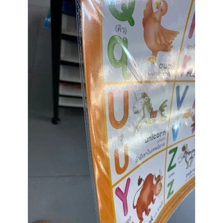 Aksara for kids โปสเตอร์ หุ้มพลาสติก ติดผนัง ABC (ส้ม)