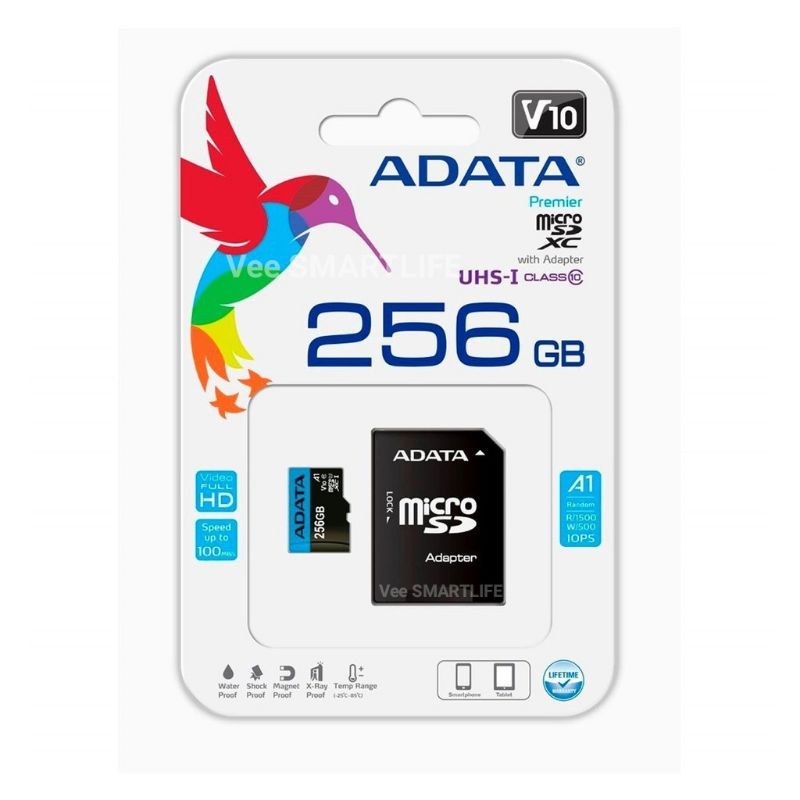 Adata sd card 256GB class 10 Micro UHS-I (100MB/s) สำหรับกล้องวงจรปิด Ezviz