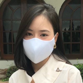 Grandmar Air หน้ากากผ้า Cotton เสริมใยสังเคราะห์ สีขาว/ดำ