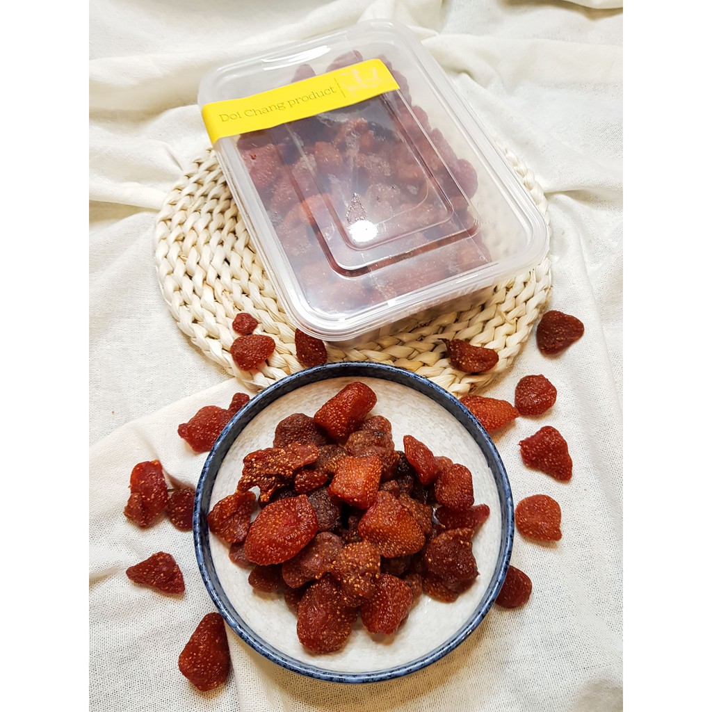 สตอเบอร์รี่อบแห้ง ออแกนิค จากเกษตรดอยช้าง สดใหม่! สตอเบอรี่ ผลไม้อบแห้ง