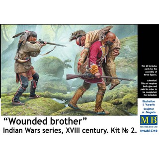 ฟิกเกอร์โมเดล Figure Model 1/35 Master Box MB35210 Wounded brother. Indian Wars series, XVIII century. Kit No. 2