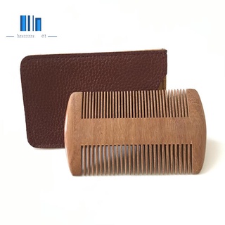 Wooden Beard Comb Natural Sandalwood Beard Comb with Fine &amp; Coarse Teeth - Anti-Static Pocket Comb for Everyday Carry