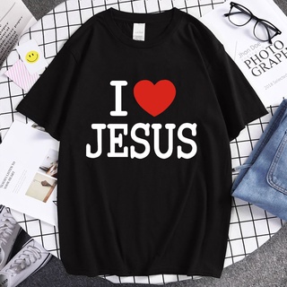 T-shirt  เสื้อยืดแขนสั้น พิมพ์ลาย I Love Jesus แฟชั่นฤดูร้อน สไตล์ฮาราจูกุ พลัสไซซ์ สําหรับผู้ชาย และผู้หญิงS-5XL