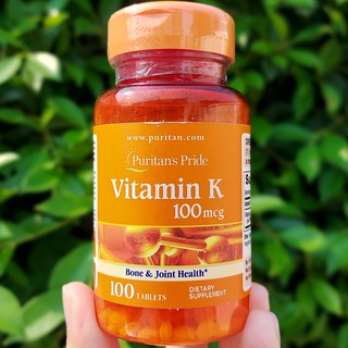 Vitamin K 100 mcg 100 Tablets (Puritans Pride®) วิตามินเค as Phytonadione