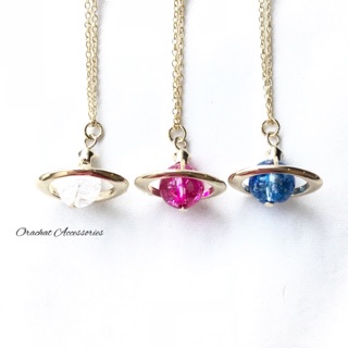 Candy Saturn necklace. (สร้อยคอจี้ดาวเสาร์ งานนำเข้าจากเกาหลี)