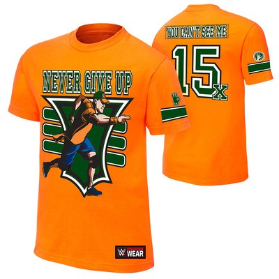 John Cena Never Give Up 15x ส้ม เสื้อ WWE เสื้อยืด #JohnCena #WWE #มวยปล้ำ #เสื้อมวยปล้ำ