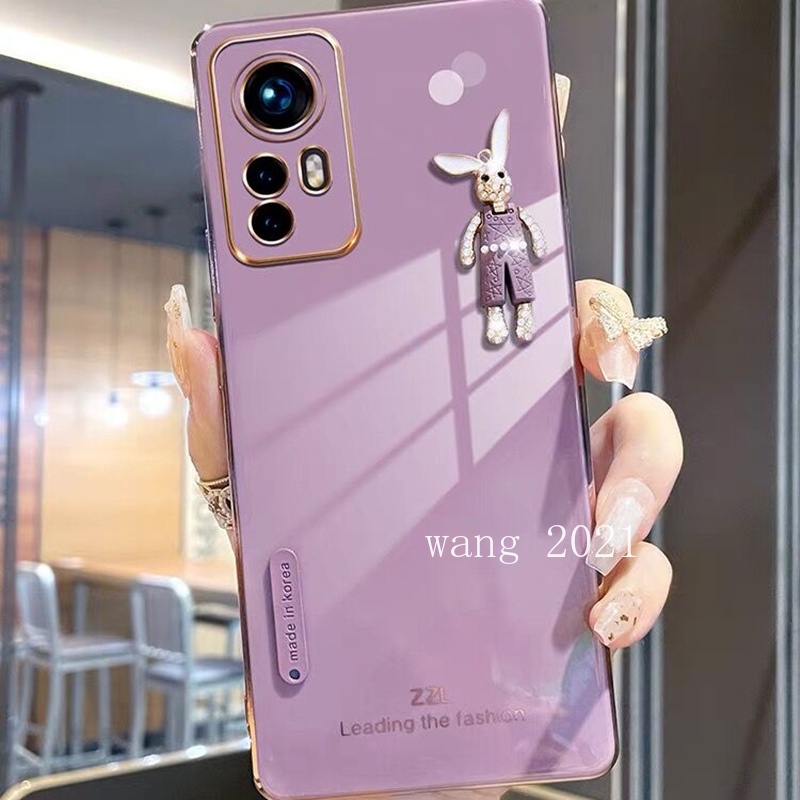 2022 New Casing Xiaomi 12T Pro 12 Lite POCO M5s C40 เคส Phone Case Straight Edge Plating with Trendy Rabbit Ultra-thin Silicone Soft Back Cover เคสโทรศัพท #8