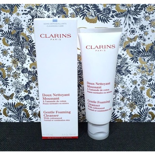 โฟมล้างหน้าสูตรอ่อนโยน แท้💯%Clarins Gentle Foaming Cleanser With Cottonseed 125ml. มีฉลากไทย ไซส์จริง