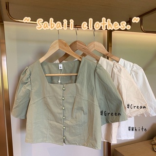 เสื้อแขนฟองสแคร์ เสื้อเกาหลียอดฮิต เสื้อผู้หญิง  มินิมอล รหัส 015