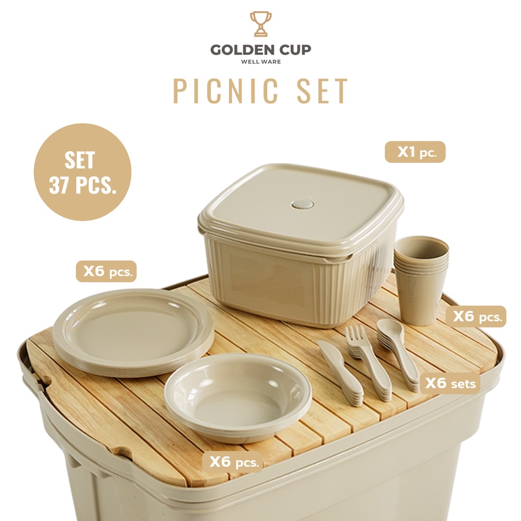 กล่องข้าวปิคนิค ชุดปิคนิค จานชามแคมป์ปิ้ง "PICNIC SET" Camping Collection Set 31Pcs. และ 37 Pcs.