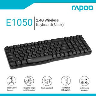 คีย์บอร์ด Rapoo E1050 Wireless Keyboard คีย์บอร์ดไร้สาย