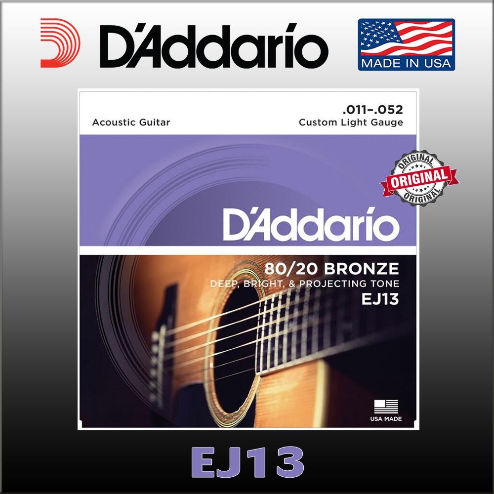 D'ADDARIO DADDARIO D aDDario EJ13 EJ15 EJ16 80/20 Bronze สายกีตาร์โปร่ง สตริง Extra Light 11-52