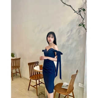 ML024 Dress Navy blue เดรสสั้นสีกรม