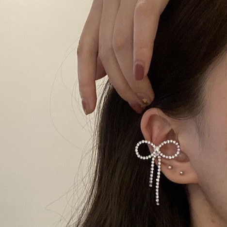 *ต่างหูเกี่ยว* Ribbon Ribbon Earcuff #Z97 (1ชิ้นเดี่ยว) - ต่างหูสำหรับคนไม่เจาะหู