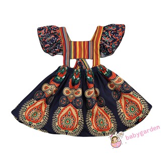 B.E-เด็กทารกเด็กวัยหัดเดินเสื้อผ้าเด็กแขนกุด Boho ดอกไม้ชุดพรรค Dresses 1-6Y