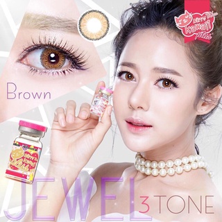 🍁Bigeyes/Mini Jewel 3 tone Brown🍁สายตาปกติถึง-5.00(kitty kawaii)