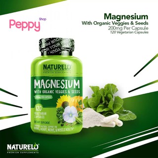 NATURELO Magnesium with Organic Veggies &amp; Seeds 200 mg 120 Vegetarian Capsules แมกนีเซียม 120 เวจจี้แคปซูล