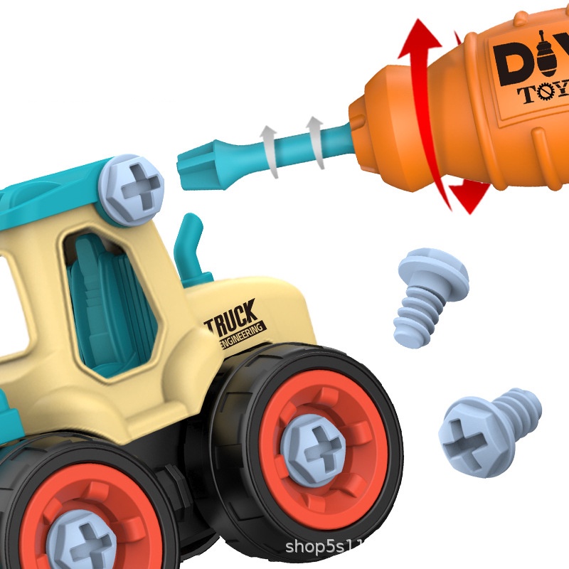 Take Apart Construction Vehicles Toy Kids Digger Toys 4 in 1 DIY ...
