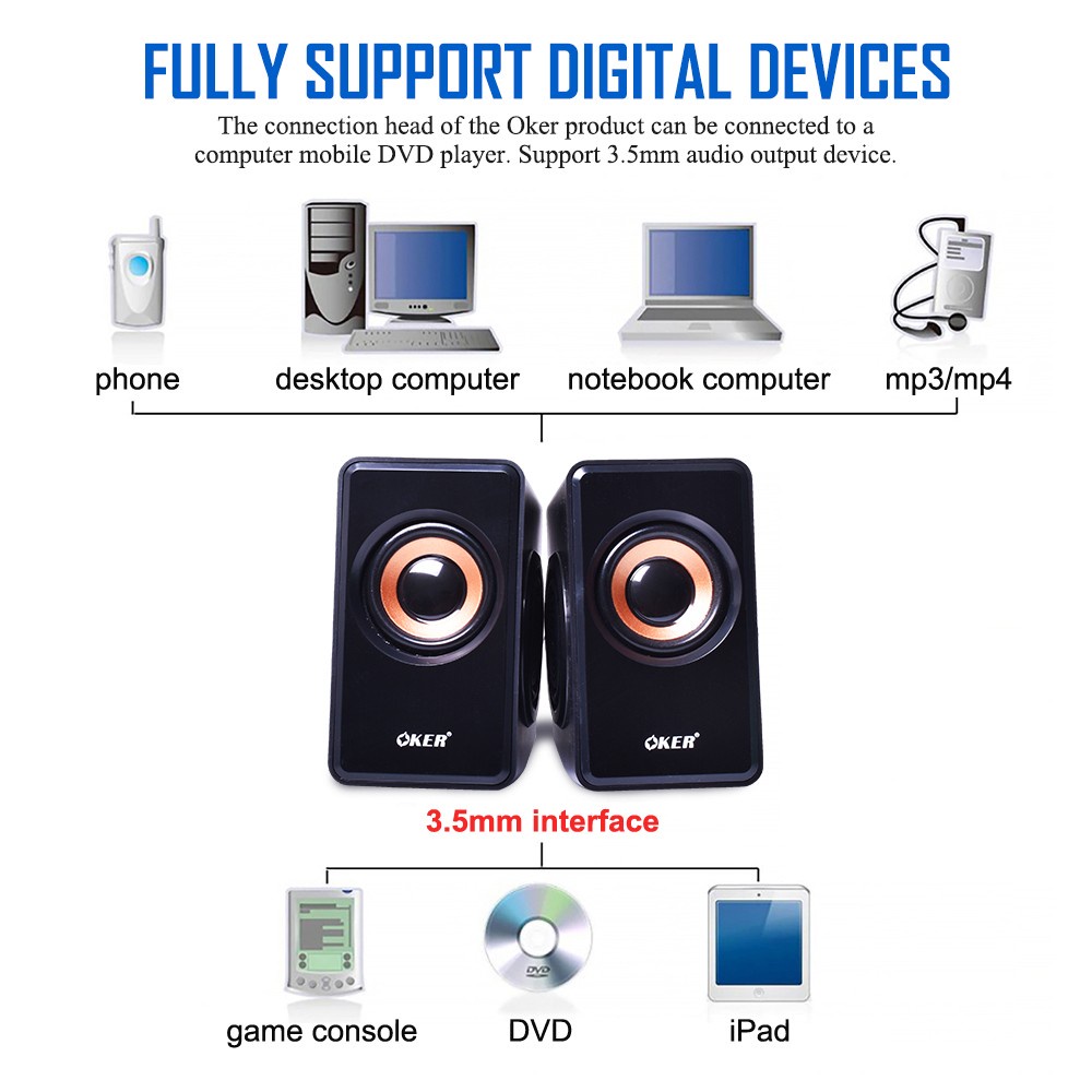 🚀ส่งเร็ว🚀 OKER SP-528 Desktop Speakers ลำโพง คอมพิวเตอร์ ทีวี มือถือ ผ่านช่อง 3.5มม #DM 528