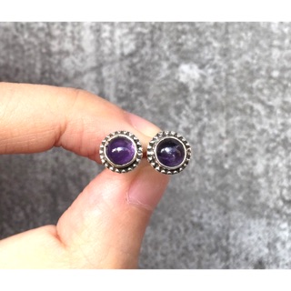 ต่างหูพลอยอเมทิส เงินแท้ Amethyst silver925 Earring