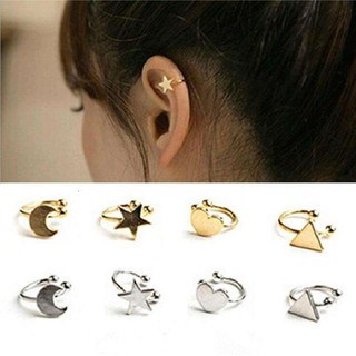 ต่างหู ไม่ต้องเจาะหู ตุ้มหู จิว No Pierced Non-piercing Earcuff Ear Star Moon Heart Triangle Clip-on Clip - 1 ข้าง