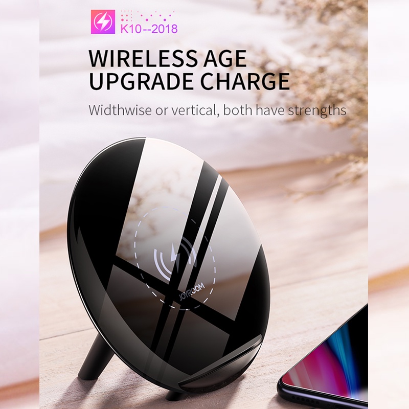 ที่ชาร์จไร้สาย JOYROOM รุ่น JR-K10 wireless charger ตั้งโทรศัพท์ได้ Output 5V-1A ชิป IC ปลอดภัย รายล