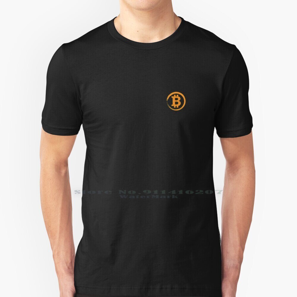 Bitcoin Circle T Shirt ผ้าฝ้ายแท้ 100% Bitcoin Crypto Orange Round Circle Bitcoin Mark Cool